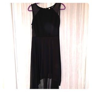 High low black semi see through dress